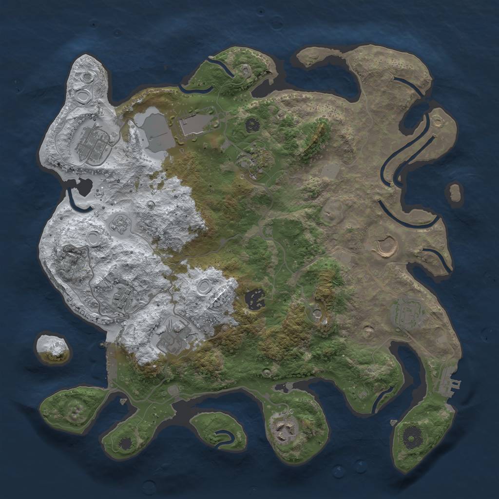 Rust Map: Procedural Map, Size: 3500, Seed: 92666873, 18 Monuments