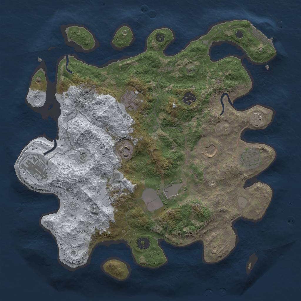 Rust Map: Procedural Map, Size: 3500, Seed: 316524023, 17 Monuments