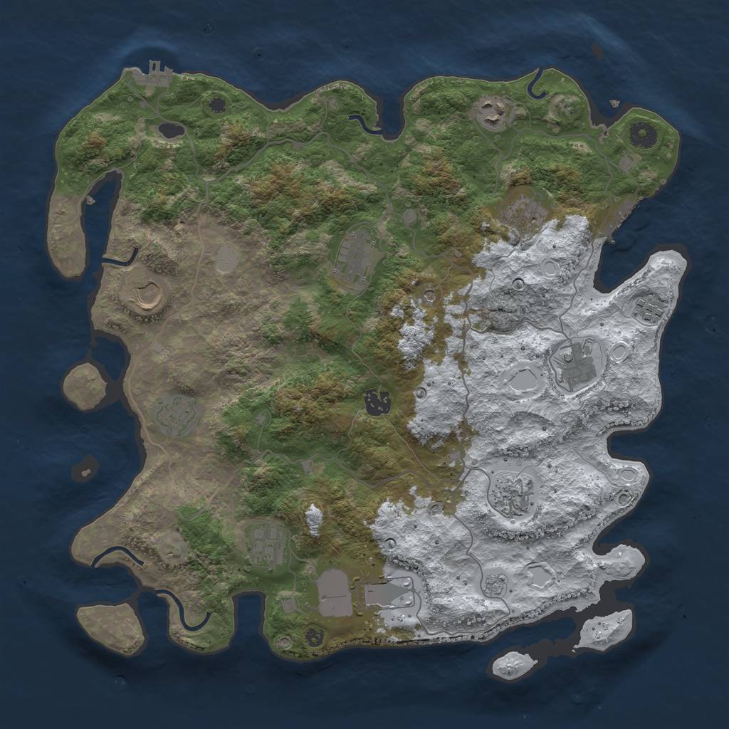Rust Map: Procedural Map, Size: 4000, Seed: 772174917, 20 Monuments