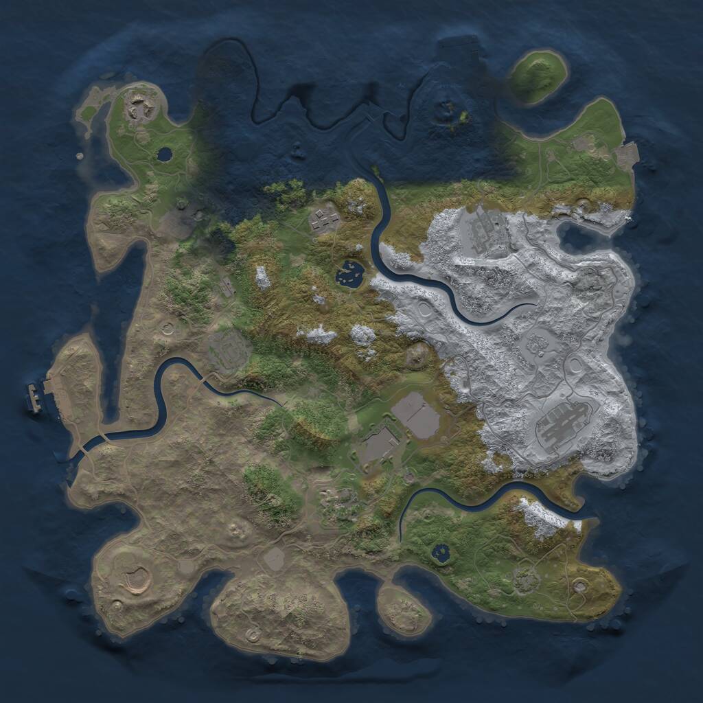 Rust Map: Procedural Map, Size: 3850, Seed: 793461033, 16 Monuments