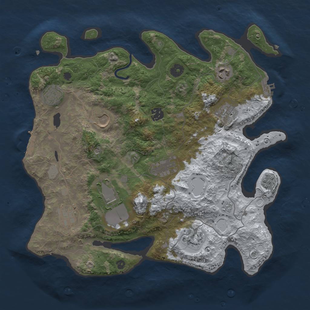 Rust Map: Procedural Map, Size: 3500, Seed: 980729681, 19 Monuments