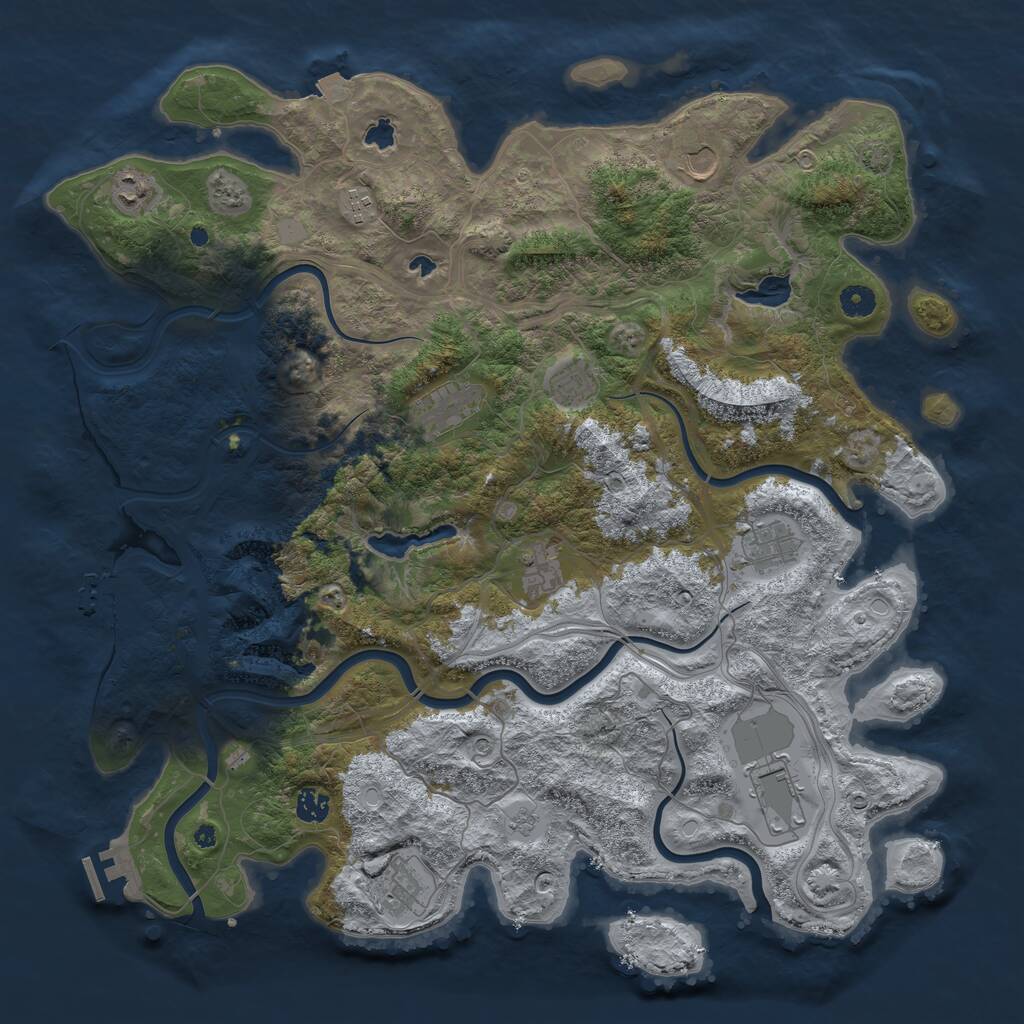 Rust Map: Procedural Map, Size: 4500, Seed: 708784582, 16 Monuments