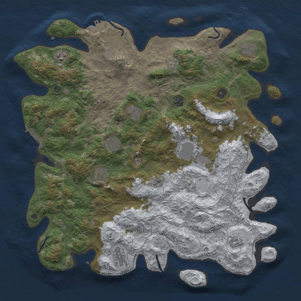 Rust Map: Procedural Map, Size: 4500, Seed: 708784582, 19 Monuments