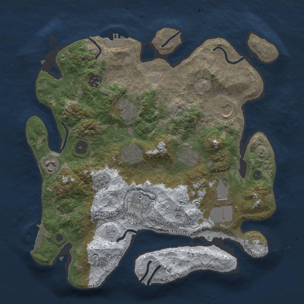 Rust Map: Procedural Map, Size: 3500, Seed: 1273206289, 18 Monuments