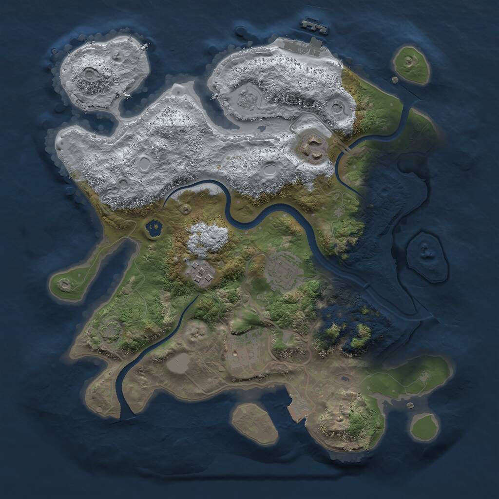 Rust Map: Procedural Map, Size: 3000, Seed: 5679807, 9 Monuments
