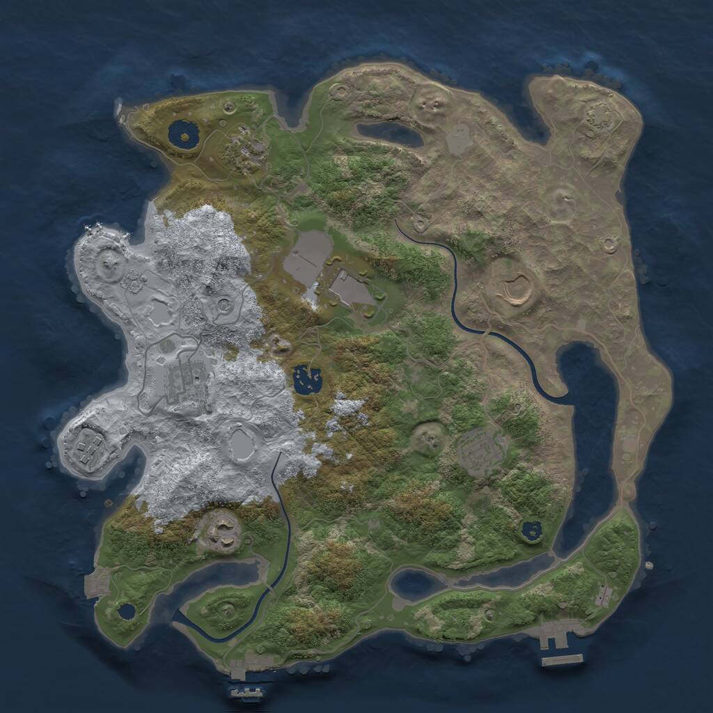 Rust Map: Procedural Map, Size: 3500, Seed: 66666666, 14 Monuments