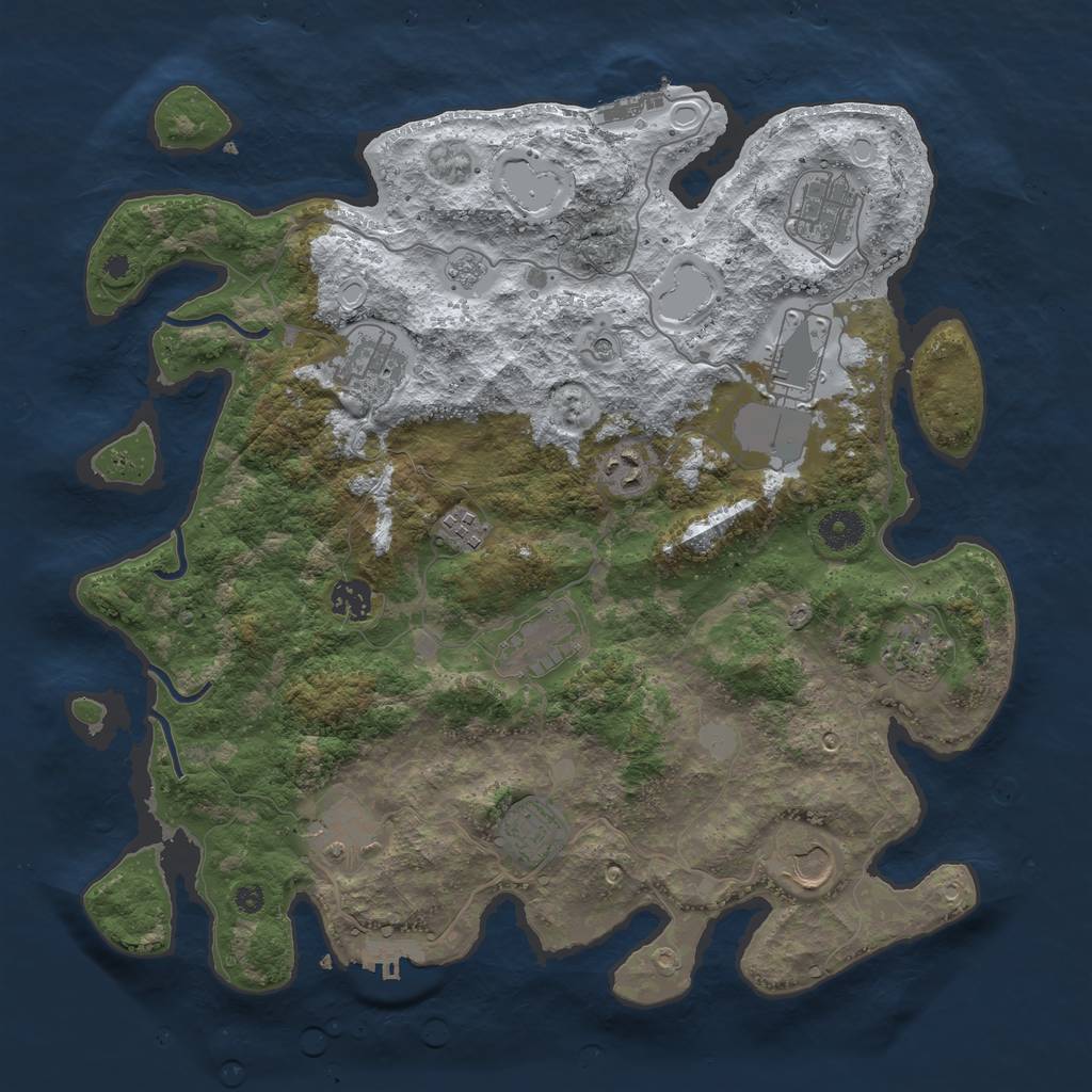 Rust Map: Procedural Map, Size: 3850, Seed: 320497233, 20 Monuments