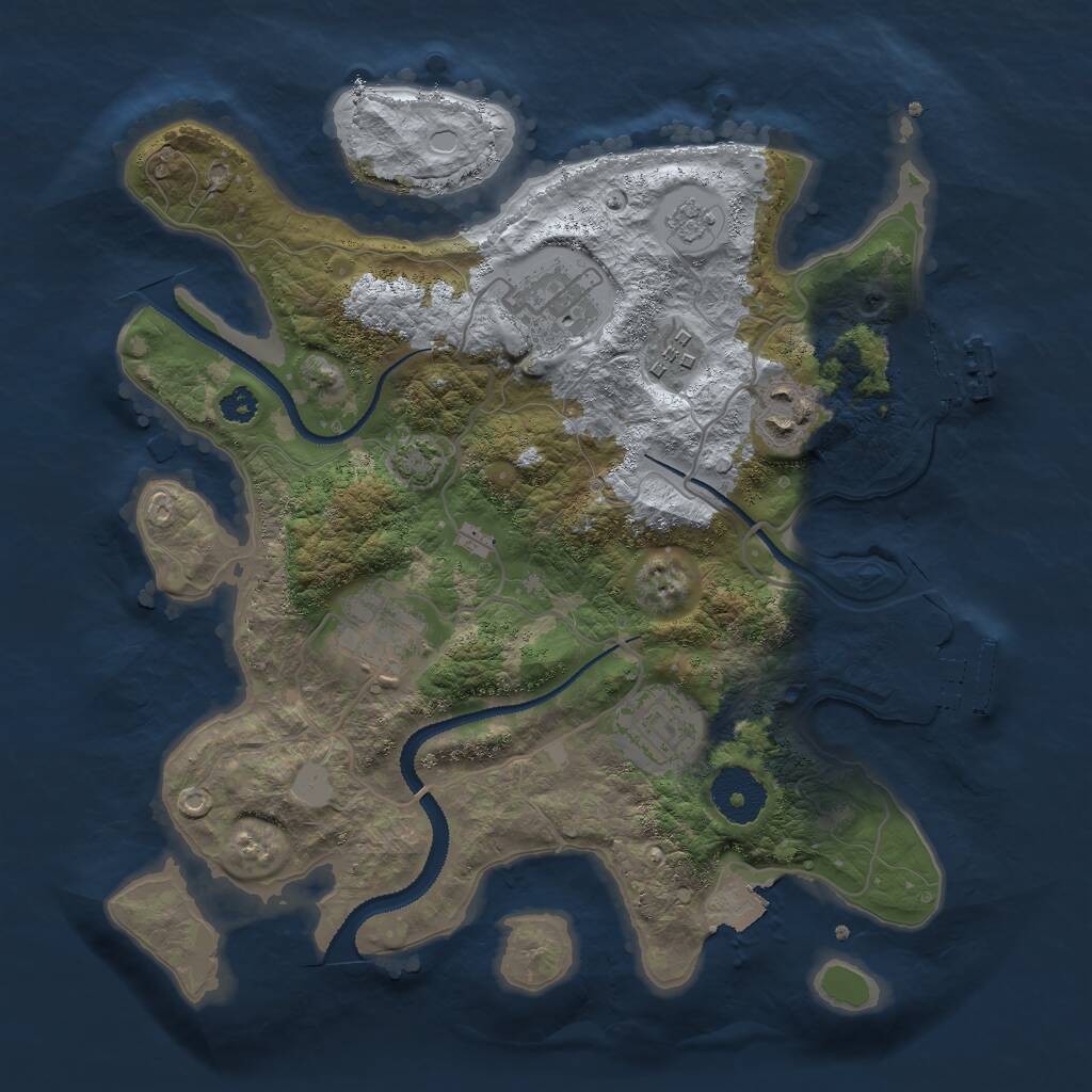 Rust Map: Procedural Map, Size: 3000, Seed: 11827883, 10 Monuments