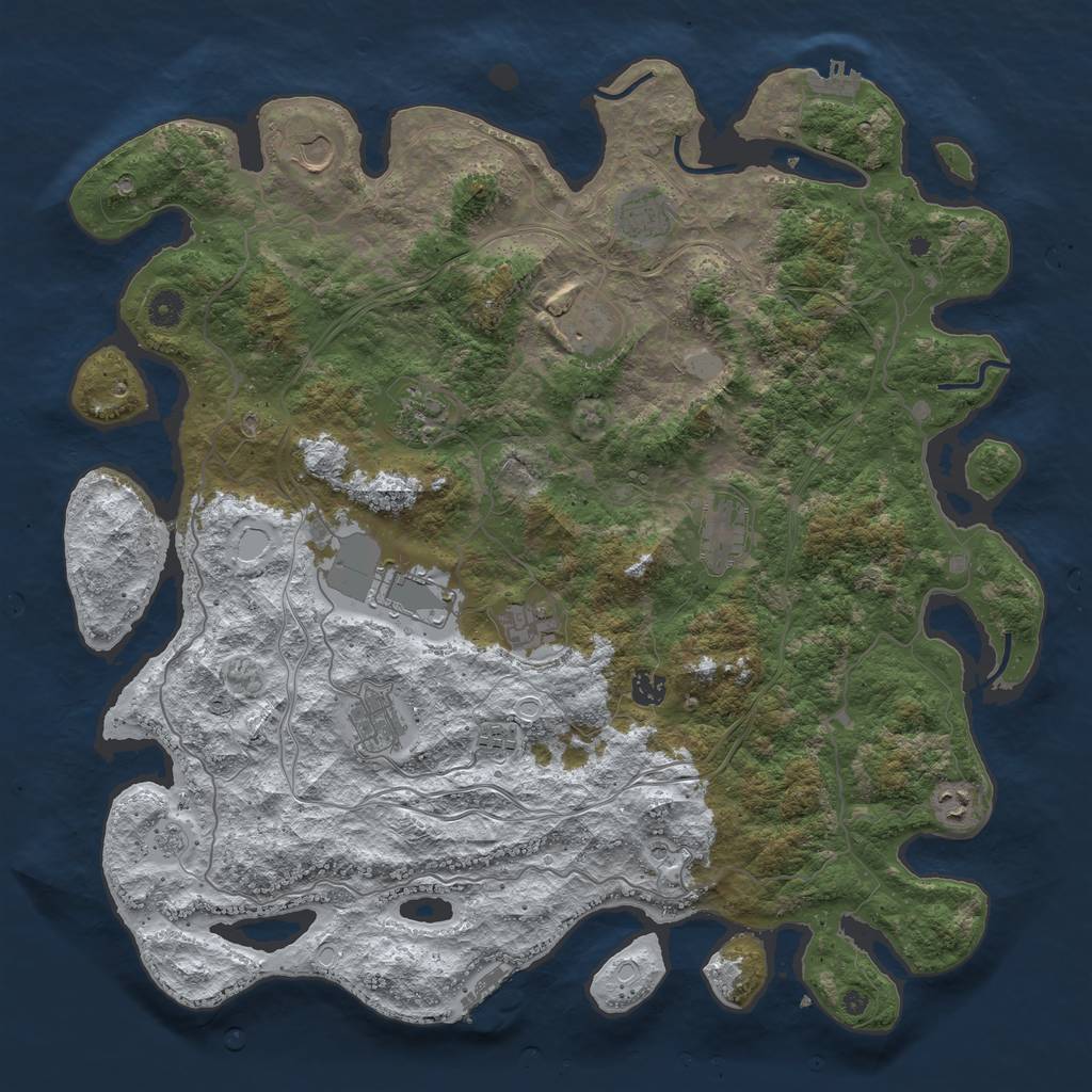 Rust Map: Procedural Map, Size: 4500, Seed: 563062451, 20 Monuments