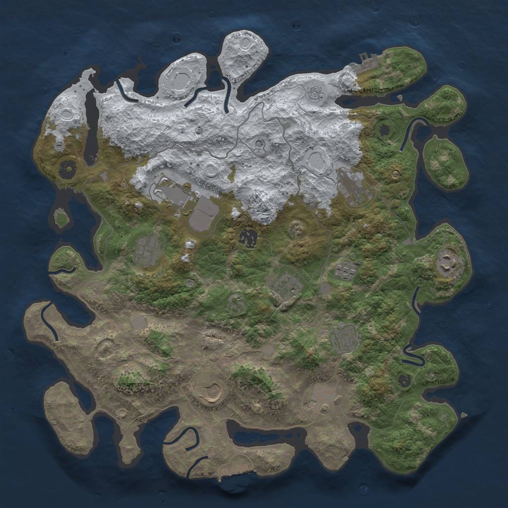 Rust Map: Procedural Map, Size: 4000, Seed: 187607, 19 Monuments