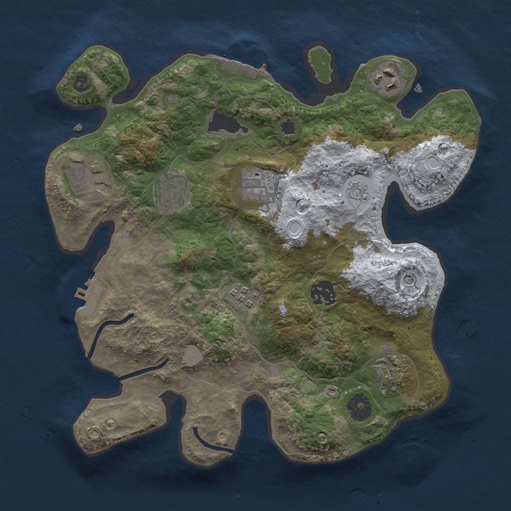 Rust Map: Procedural Map, Size: 3000, Seed: 2061387954, 16 Monuments