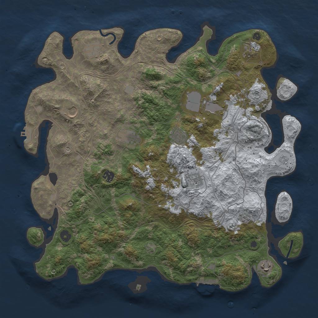 Rust Map: Procedural Map, Size: 4250, Seed: 714372908, 19 Monuments