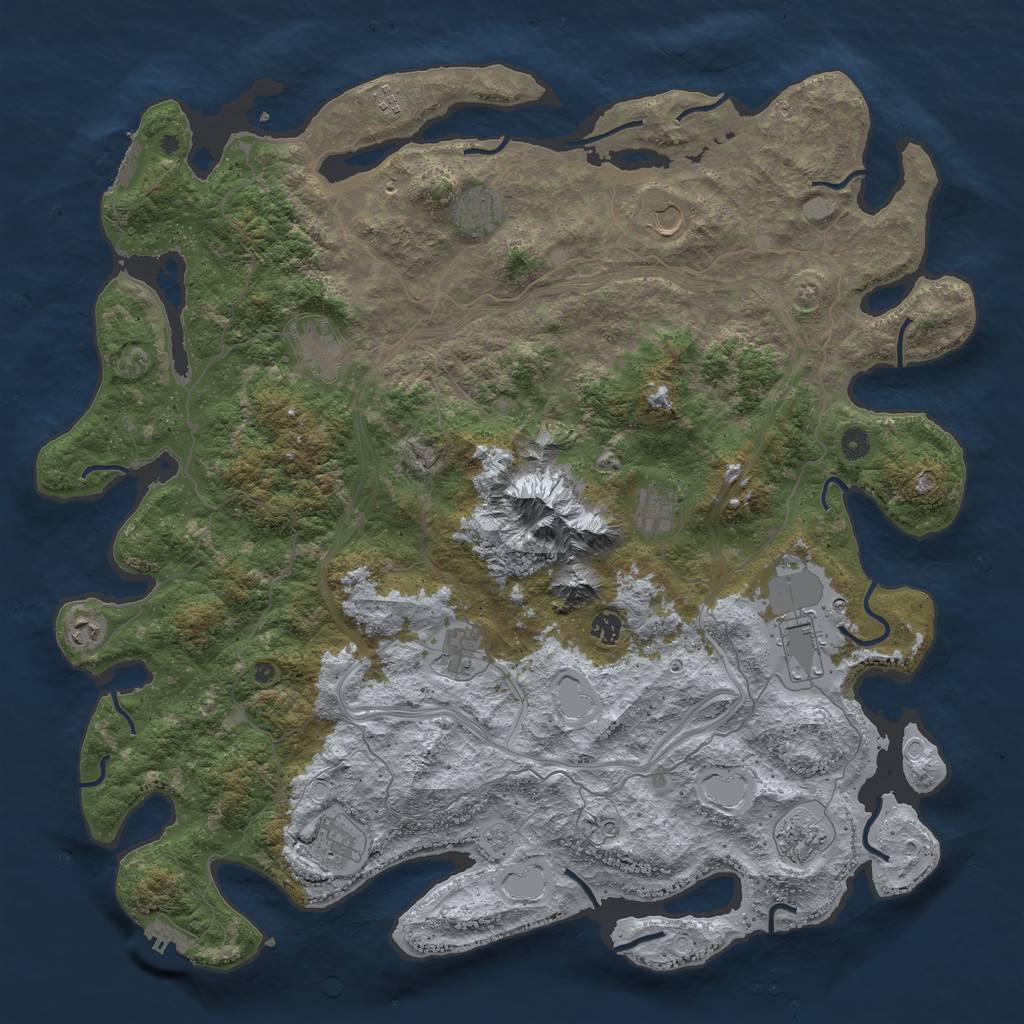 Rust Map: Procedural Map, Size: 5000, Seed: 674158, 20 Monuments