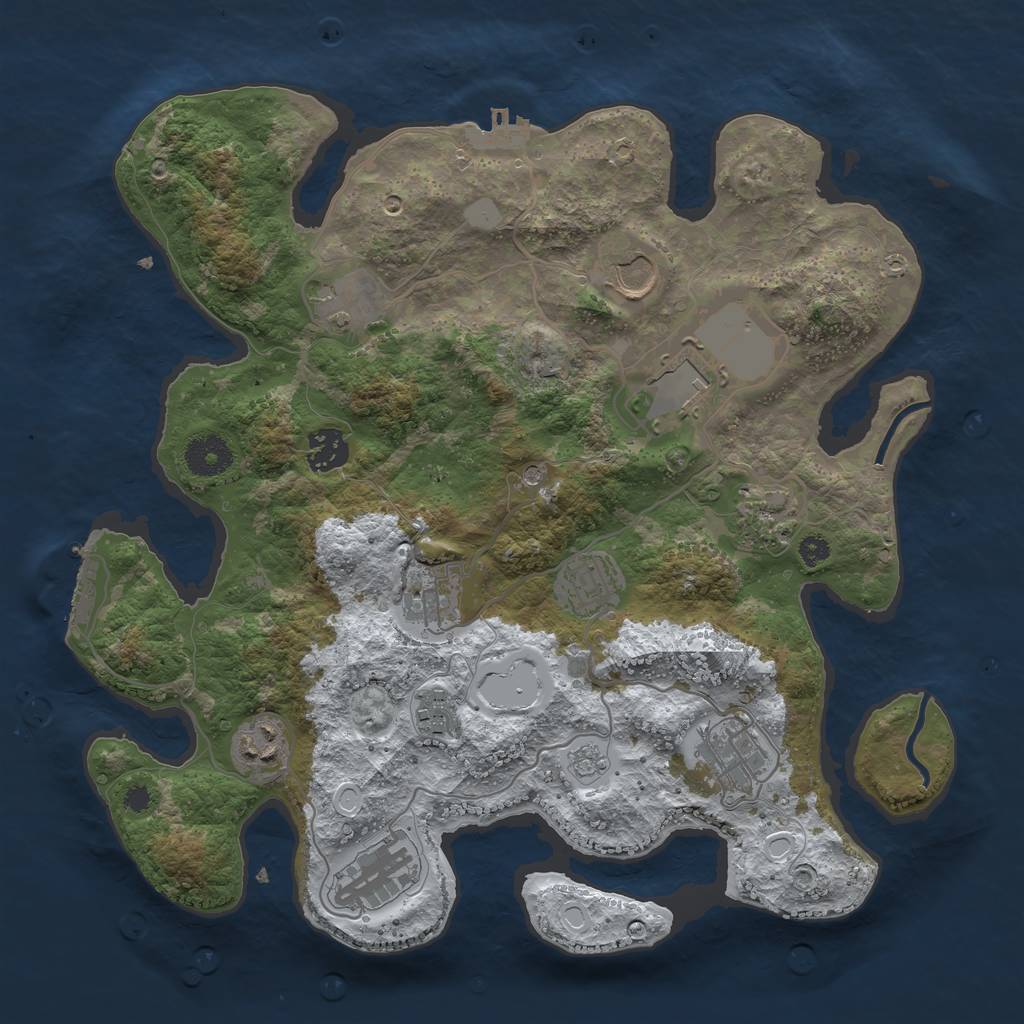 Rust Map: Procedural Map, Size: 3500, Seed: 803036148, 20 Monuments