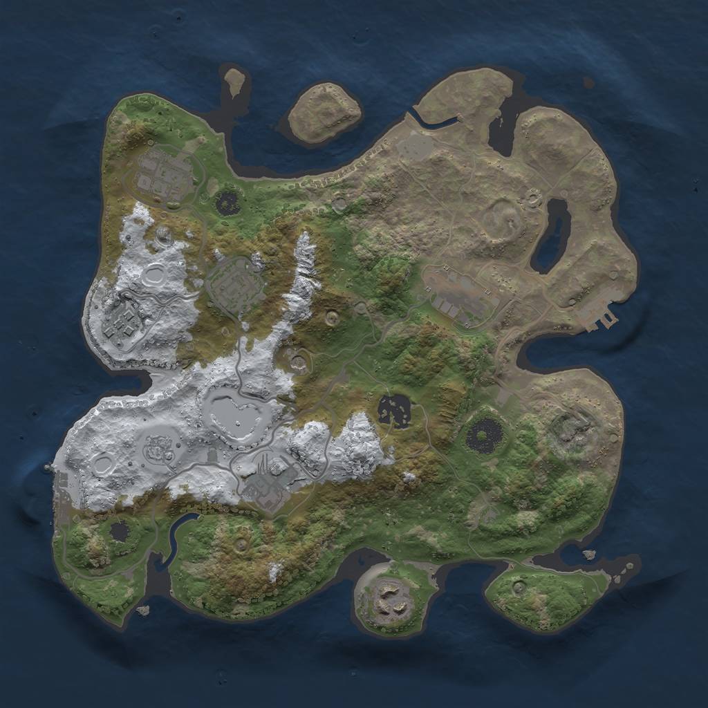 Rust Map: Procedural Map, Size: 3000, Seed: 1298391143, 16 Monuments