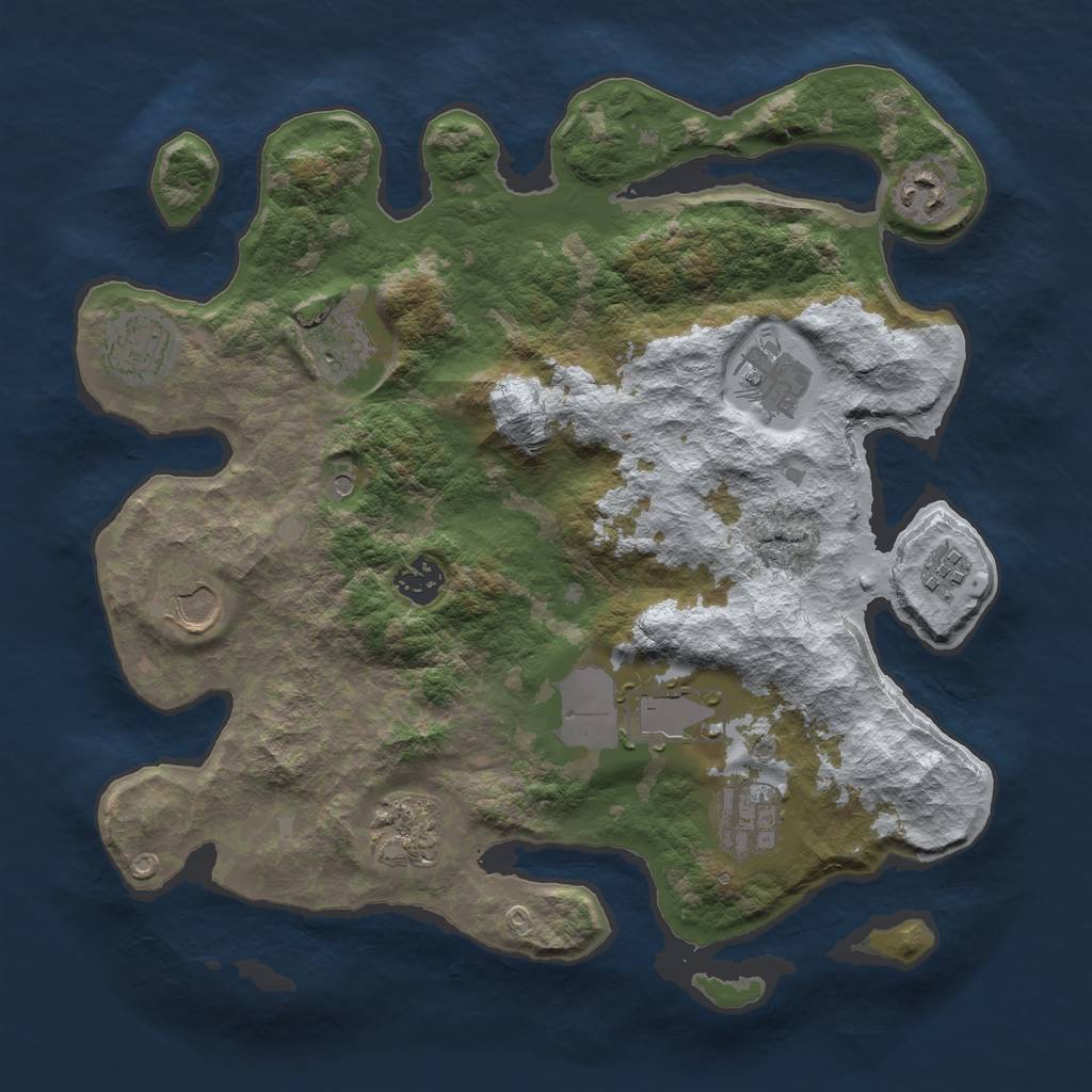 Rust Map: Barren, Size: 3500, Seed: 168, 13 Monuments