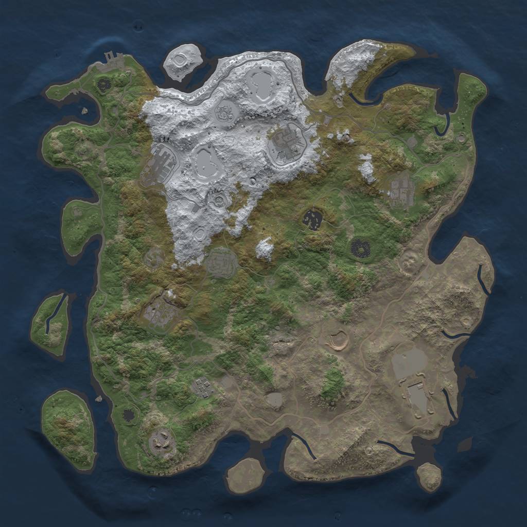 Rust Map: Procedural Map, Size: 4000, Seed: 117368258, 18 Monuments