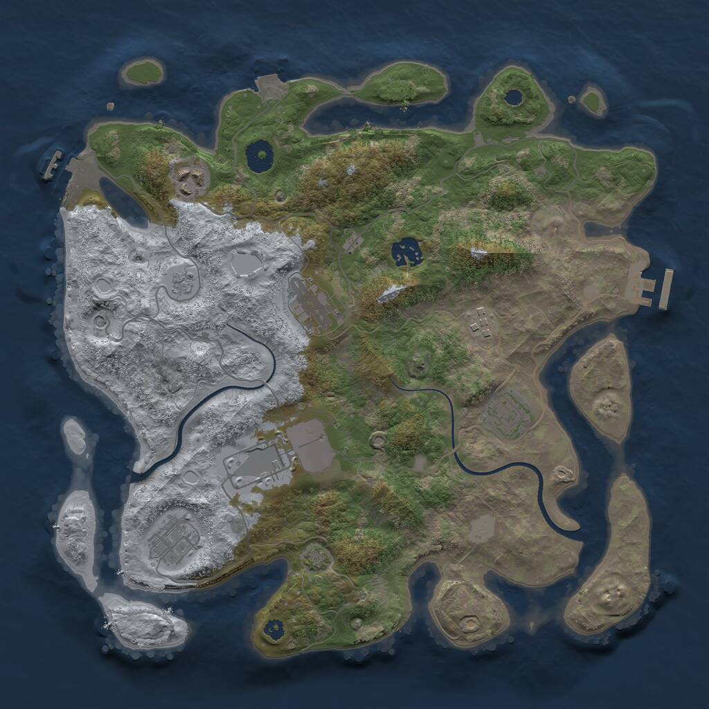 Rust Map: Procedural Map, Size: 3500, Seed: 808444715, 13 Monuments