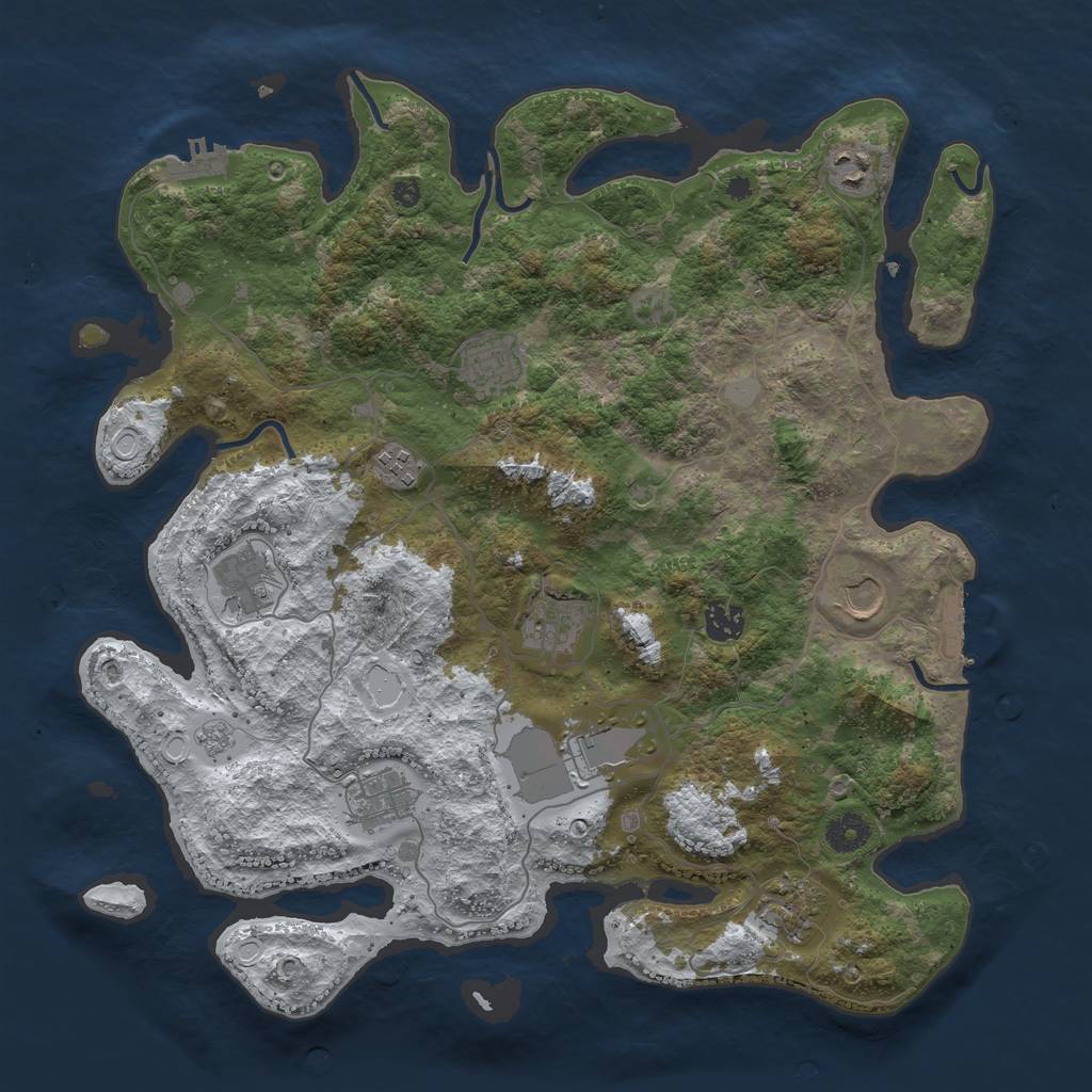 Rust Map: Procedural Map, Size: 3900, Seed: 200888, 18 Monuments