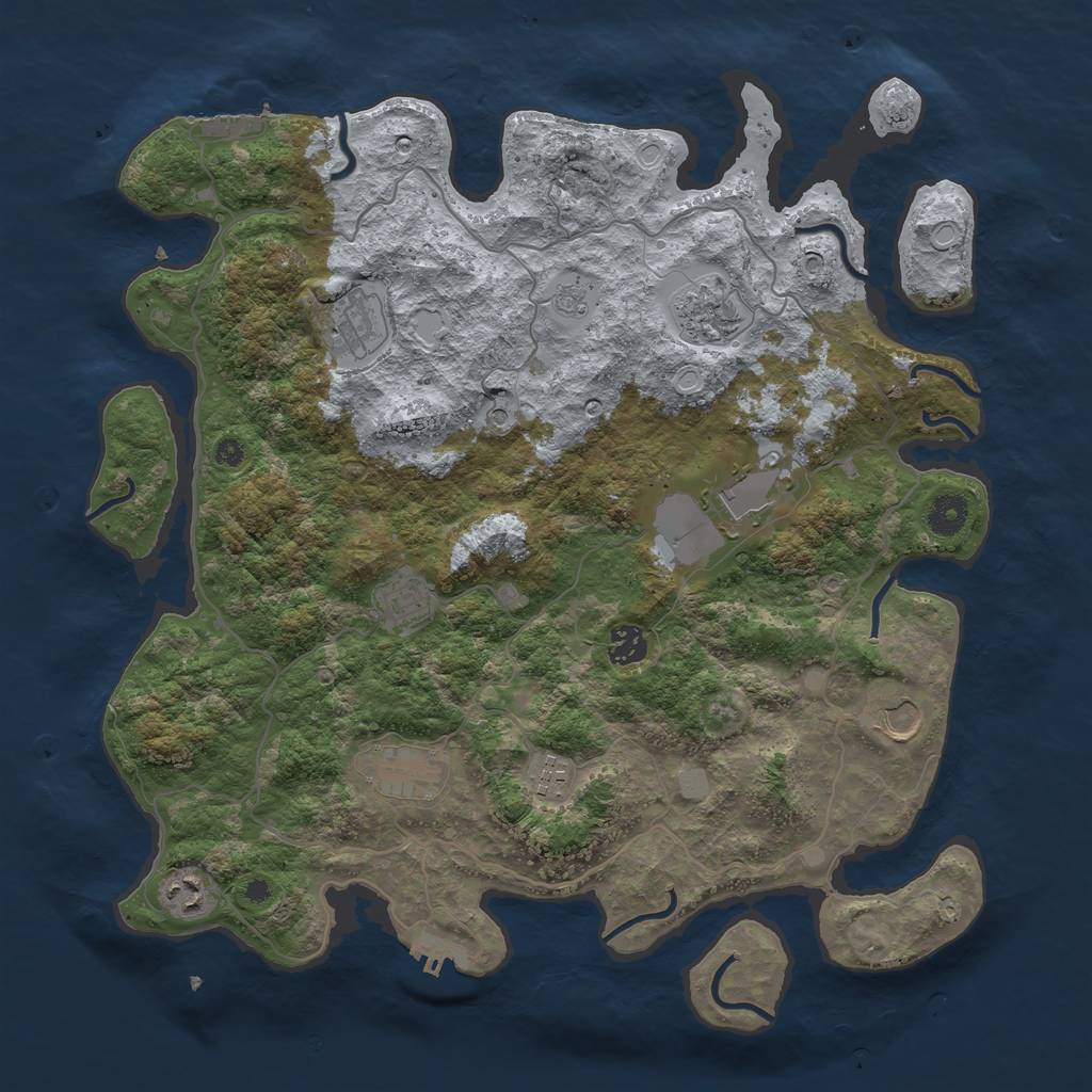 Rust Map: Procedural Map, Size: 4000, Seed: 776372588, 18 Monuments