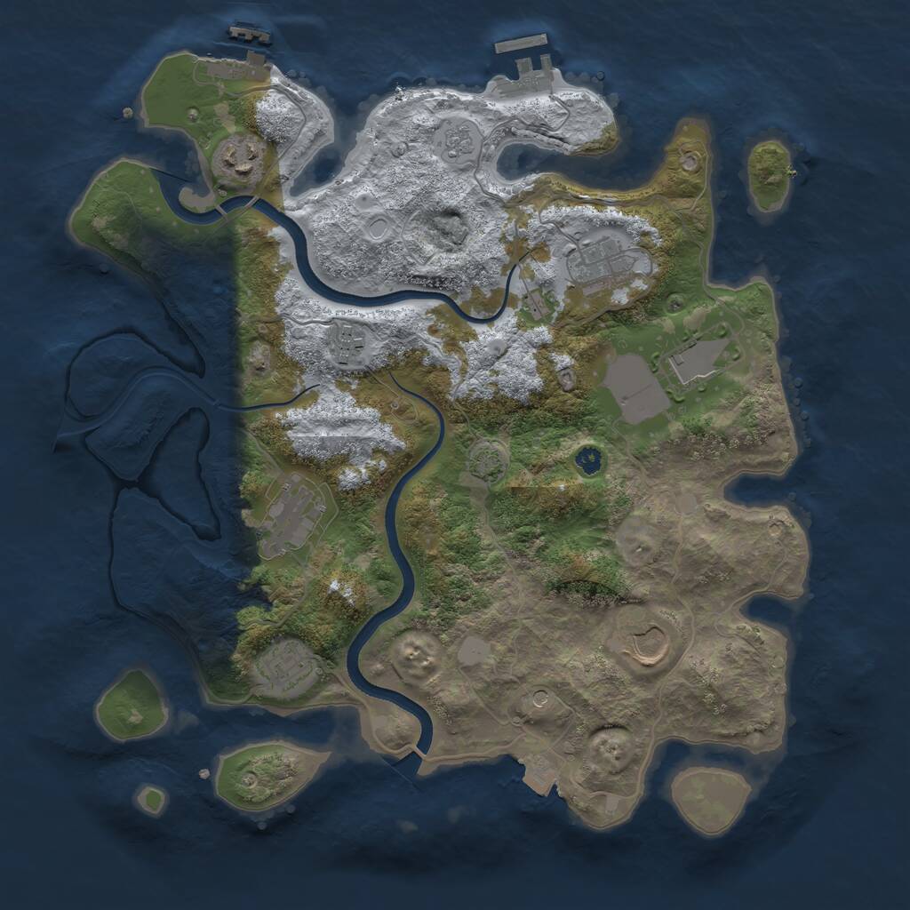 Rust Map: Procedural Map, Size: 3500, Seed: 1116370120, 13 Monuments