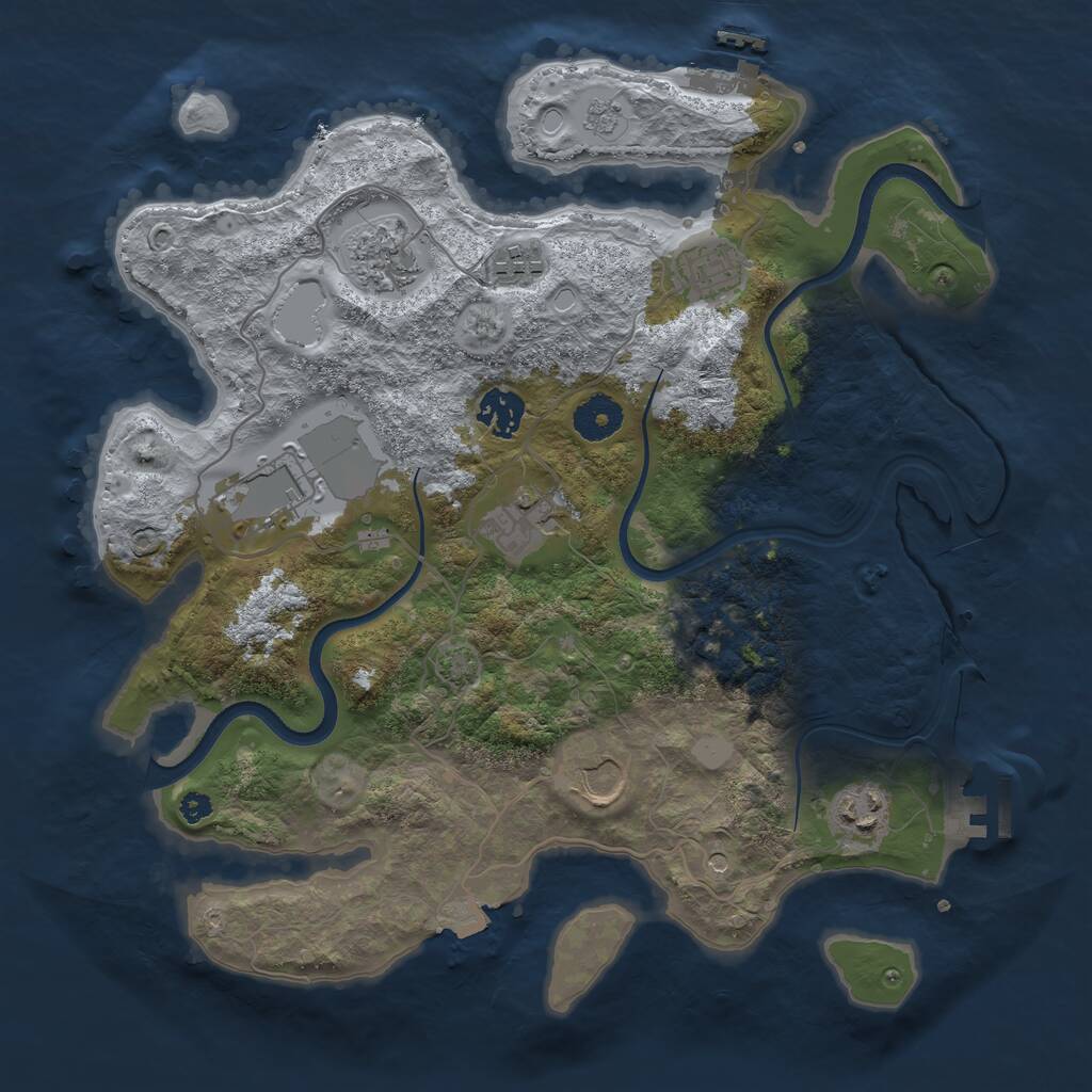 Rust Map: Procedural Map, Size: 3500, Seed: 523, 14 Monuments