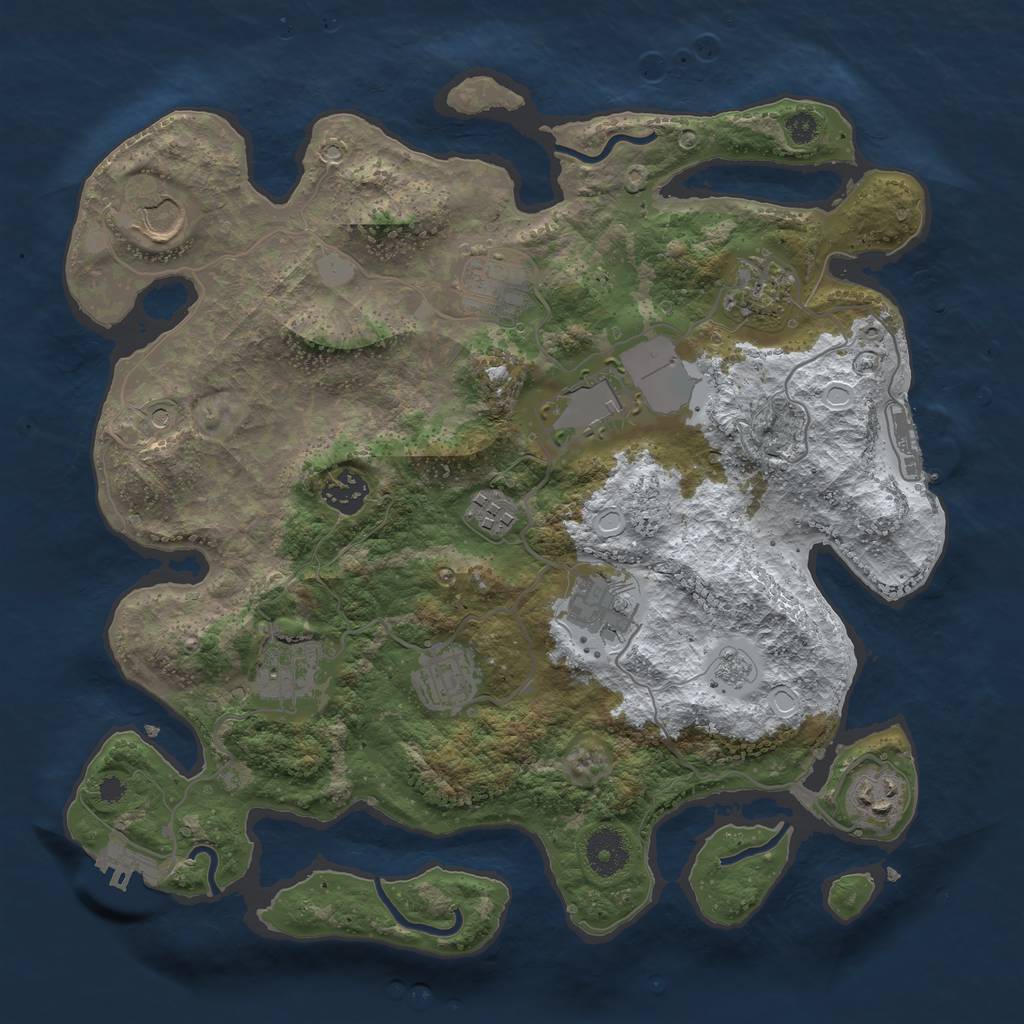 Rust Map: Procedural Map, Size: 3500, Seed: 713114909, 19 Monuments