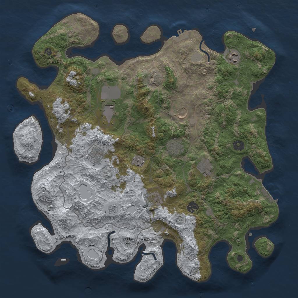 Rust Map: Procedural Map, Size: 4000, Seed: 37997, 18 Monuments