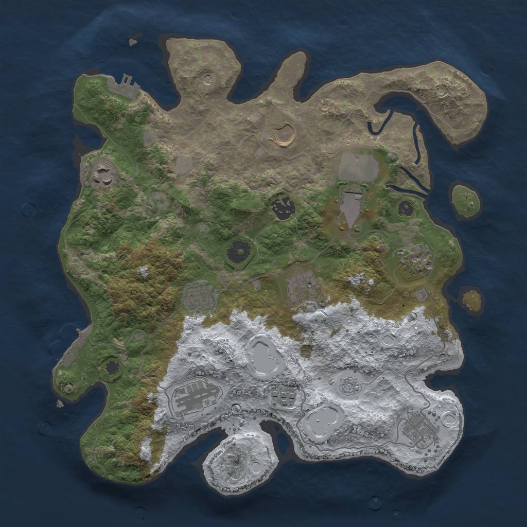 Rust Map: Procedural Map, Size: 3500, Seed: 1086414093, 19 Monuments