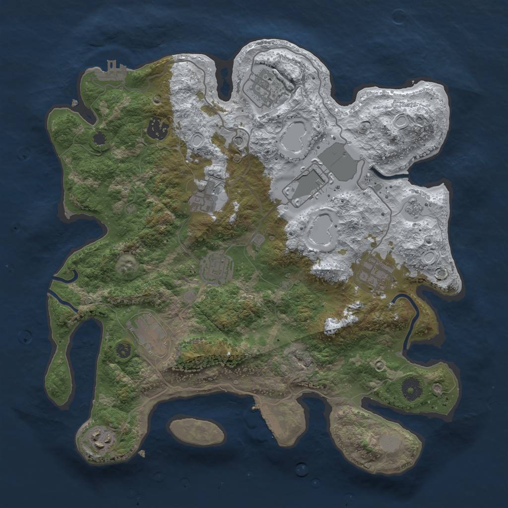 Rust Map: Procedural Map, Size: 3500, Seed: 1631238839, 17 Monuments