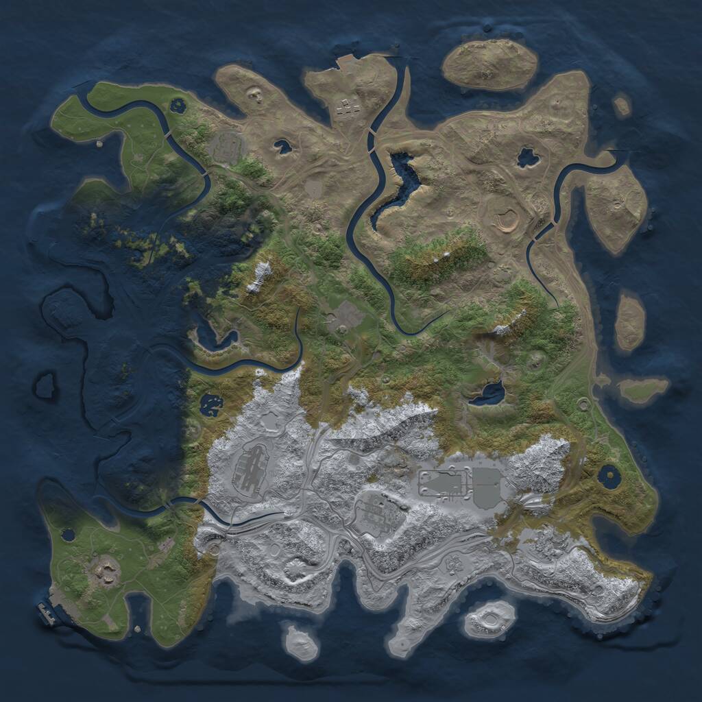 Rust Map: Procedural Map, Size: 4500, Seed: 1268683940, 16 Monuments