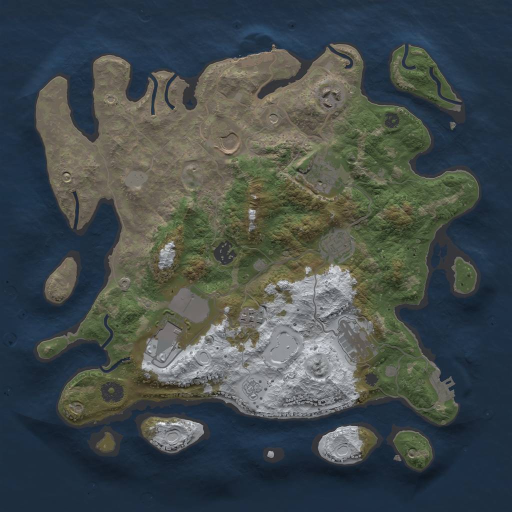 Rust Map: Procedural Map, Size: 3500, Seed: 2161588, 17 Monuments