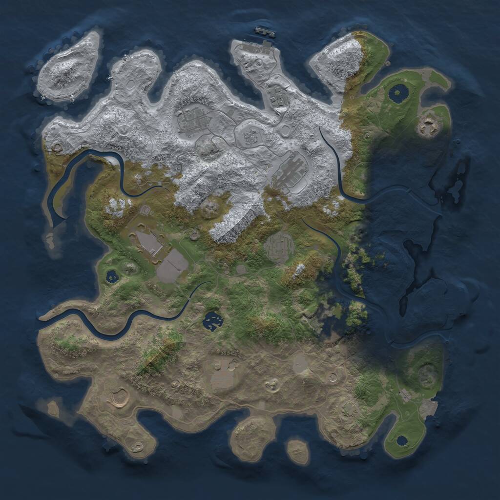 Rust Map: Procedural Map, Size: 3950, Seed: 1234, 16 Monuments