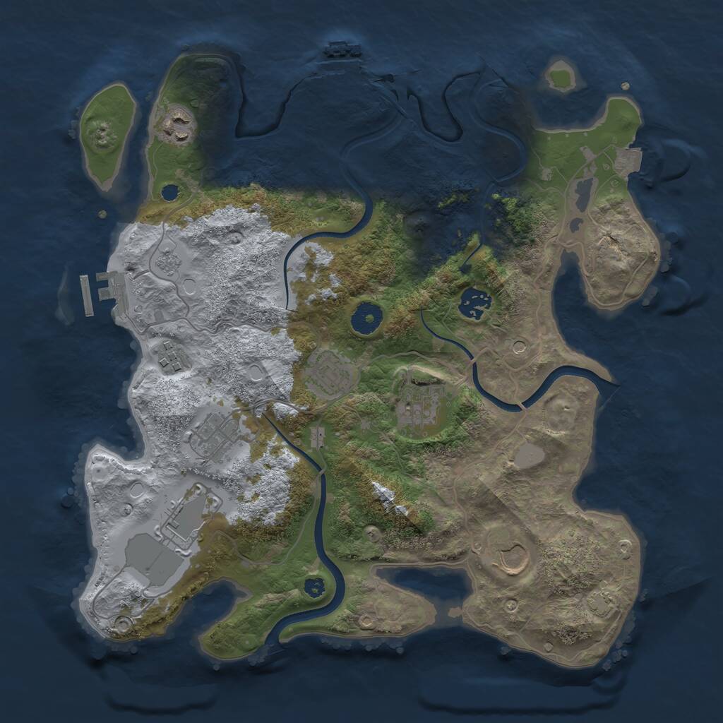 Rust Map: Procedural Map, Size: 3500, Seed: 280419759, 14 Monuments