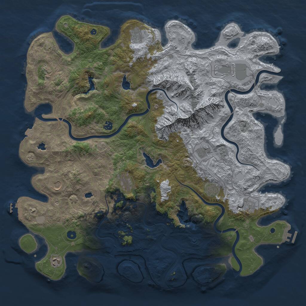 Rust Map: Procedural Map, Size: 5000, Seed: 594095880, 17 Monuments