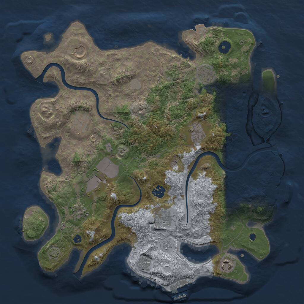 Rust Map: Procedural Map, Size: 3700, Seed: 949761330, 16 Monuments
