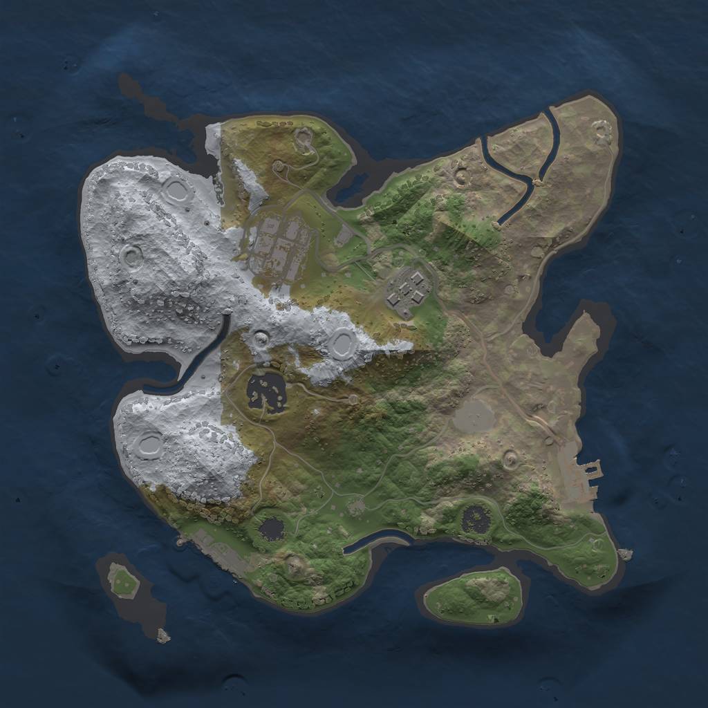 Rust Map: Procedural Map, Size: 2500, Seed: 648251, 8 Monuments