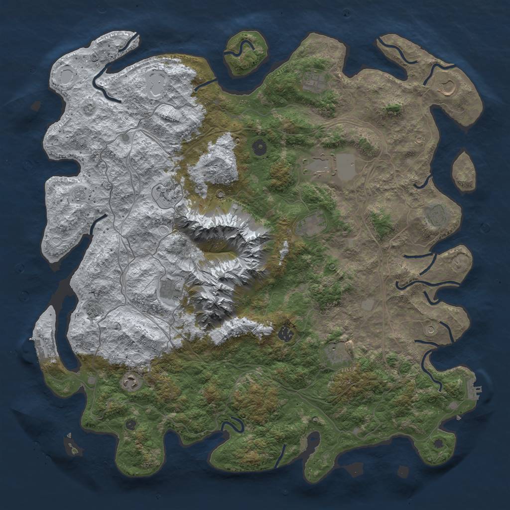Rust Map: Procedural Map, Size: 5000, Seed: 874167207, 20 Monuments