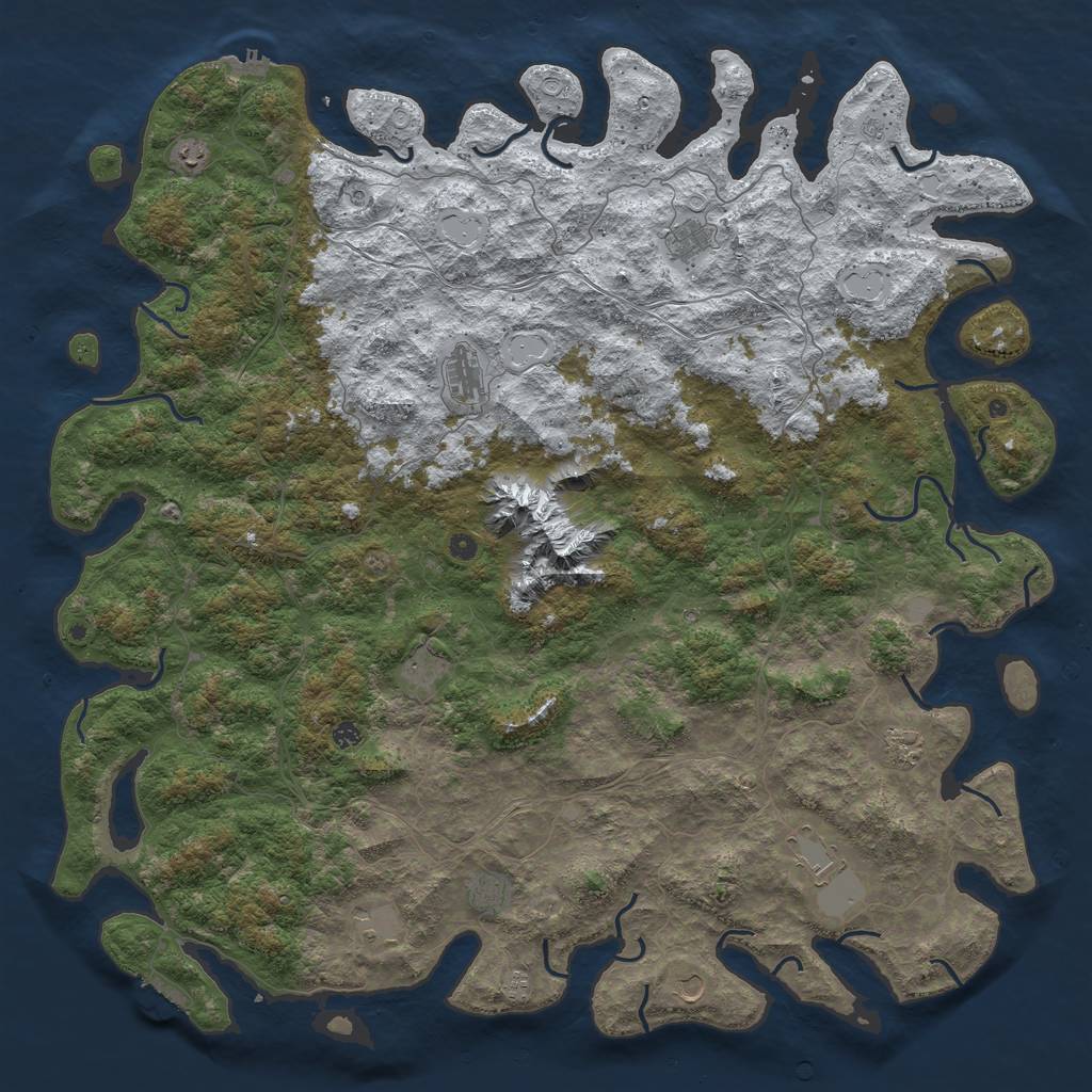 Rust Map: Procedural Map, Size: 6000, Seed: 32156, 20 Monuments