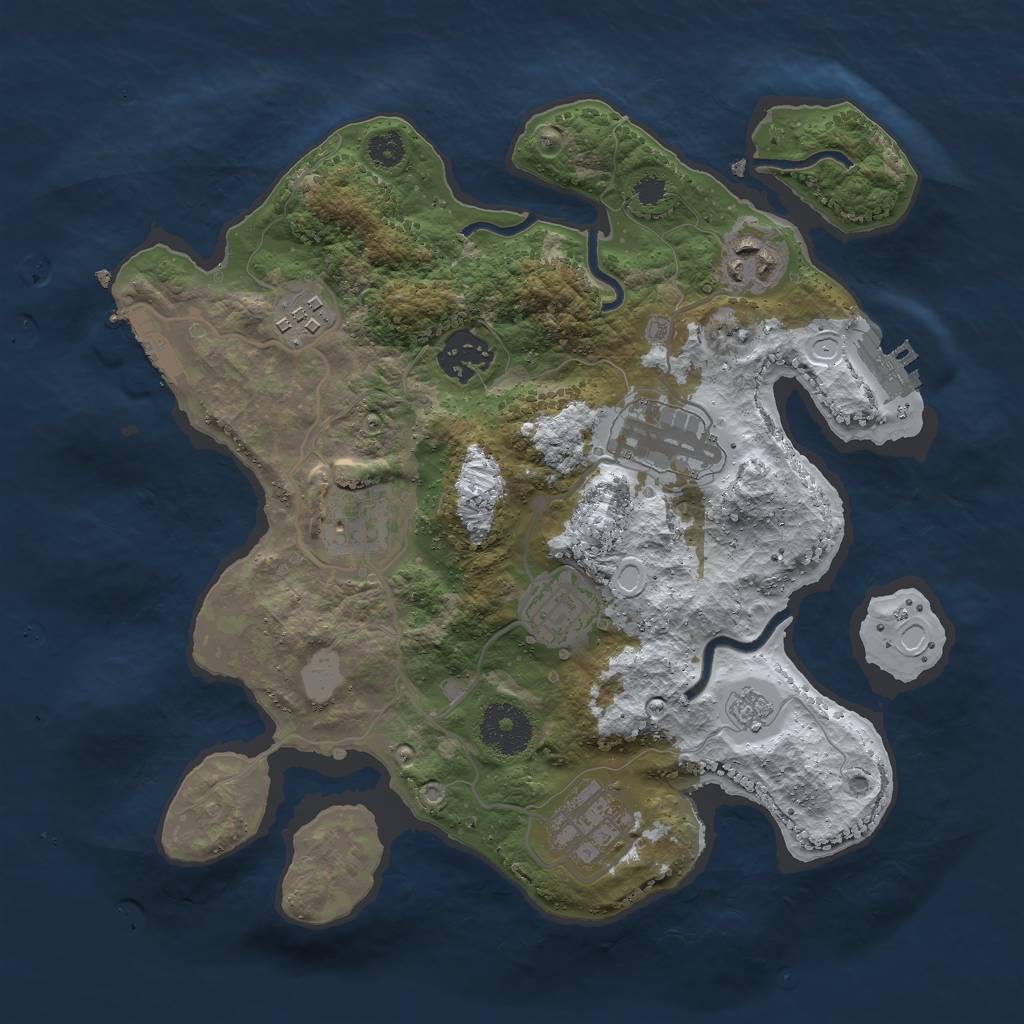 Rust Map: Procedural Map, Size: 3000, Seed: 2047913452, 15 Monuments