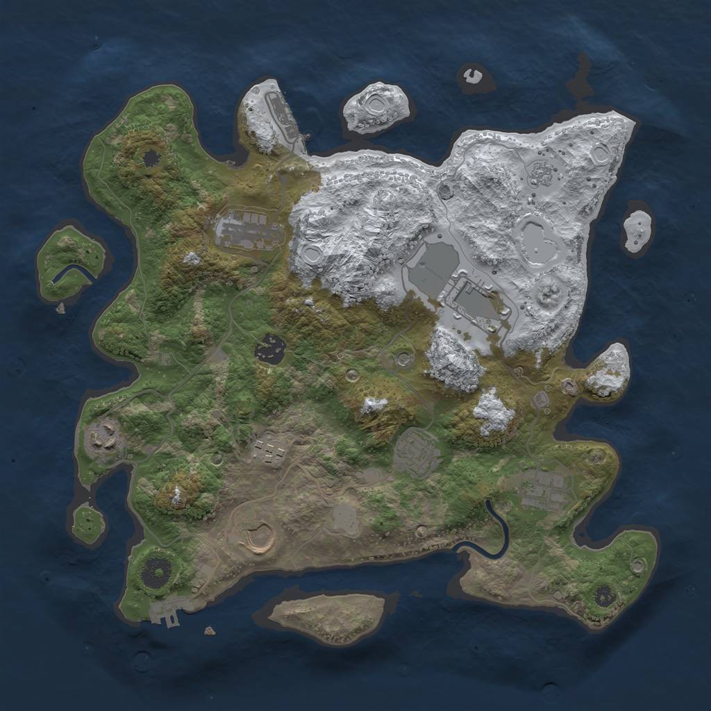 Rust Map: Procedural Map, Size: 3500, Seed: 134165, 17 Monuments