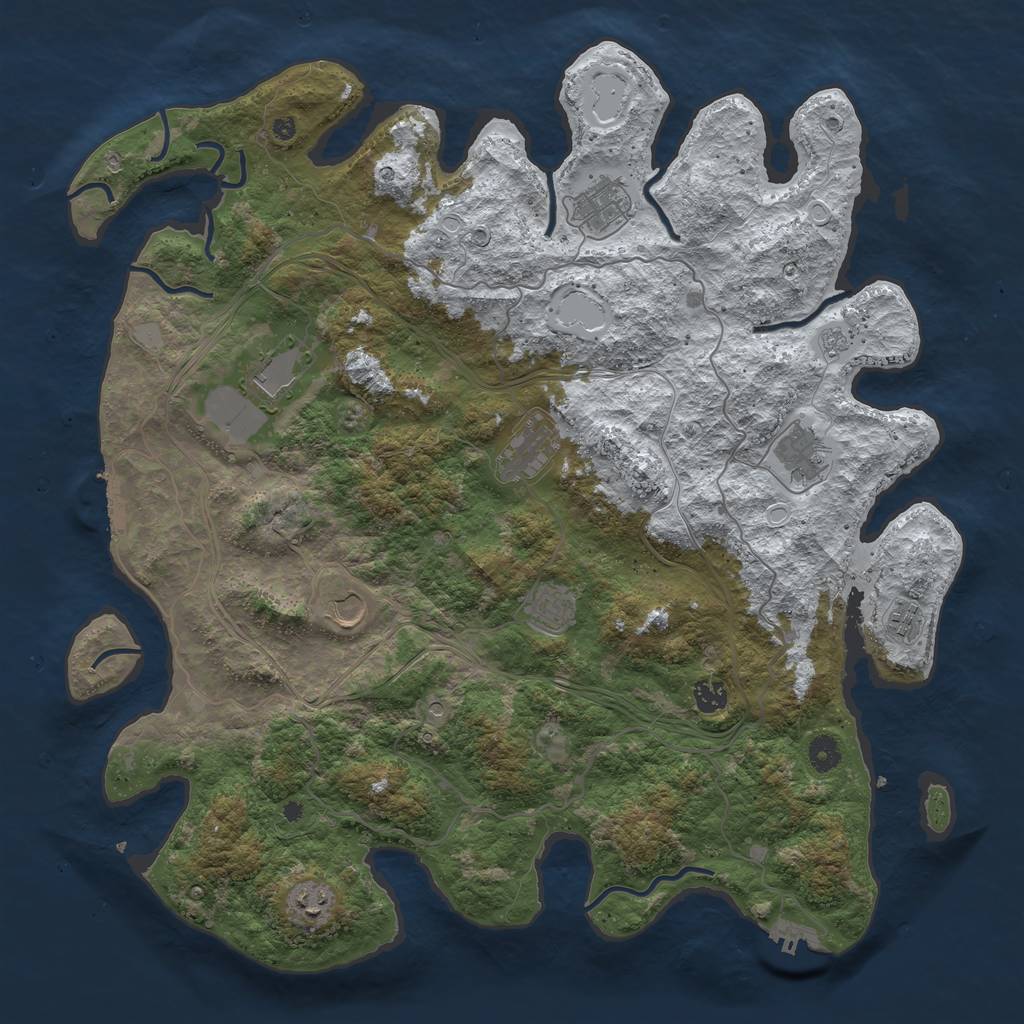 Rust Map: Procedural Map, Size: 4500, Seed: 1053, 18 Monuments