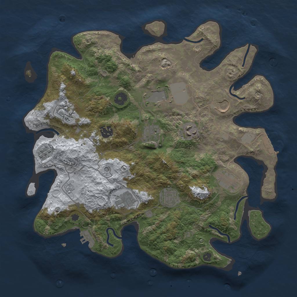 Rust Map: Procedural Map, Size: 3500, Seed: 1511846756, 19 Monuments