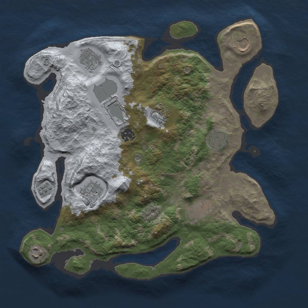 Rust Map: Barren, Size: 3500, Seed: 216277988, 13 Monuments