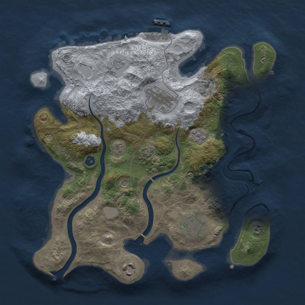 Rust Map: Procedural Map, Size: 3000, Seed: 8429, 9 Monuments