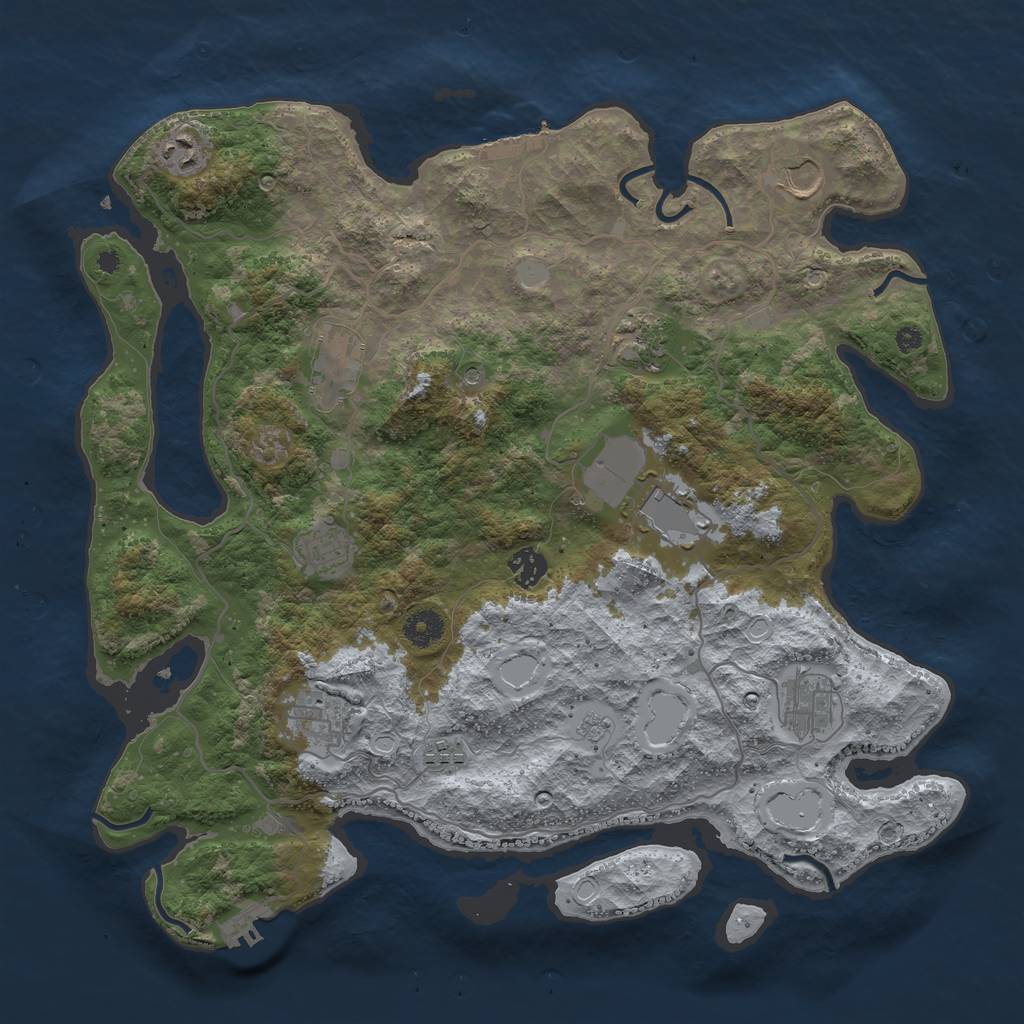 Rust Map: Procedural Map, Size: 4000, Seed: 1259512358, 17 Monuments