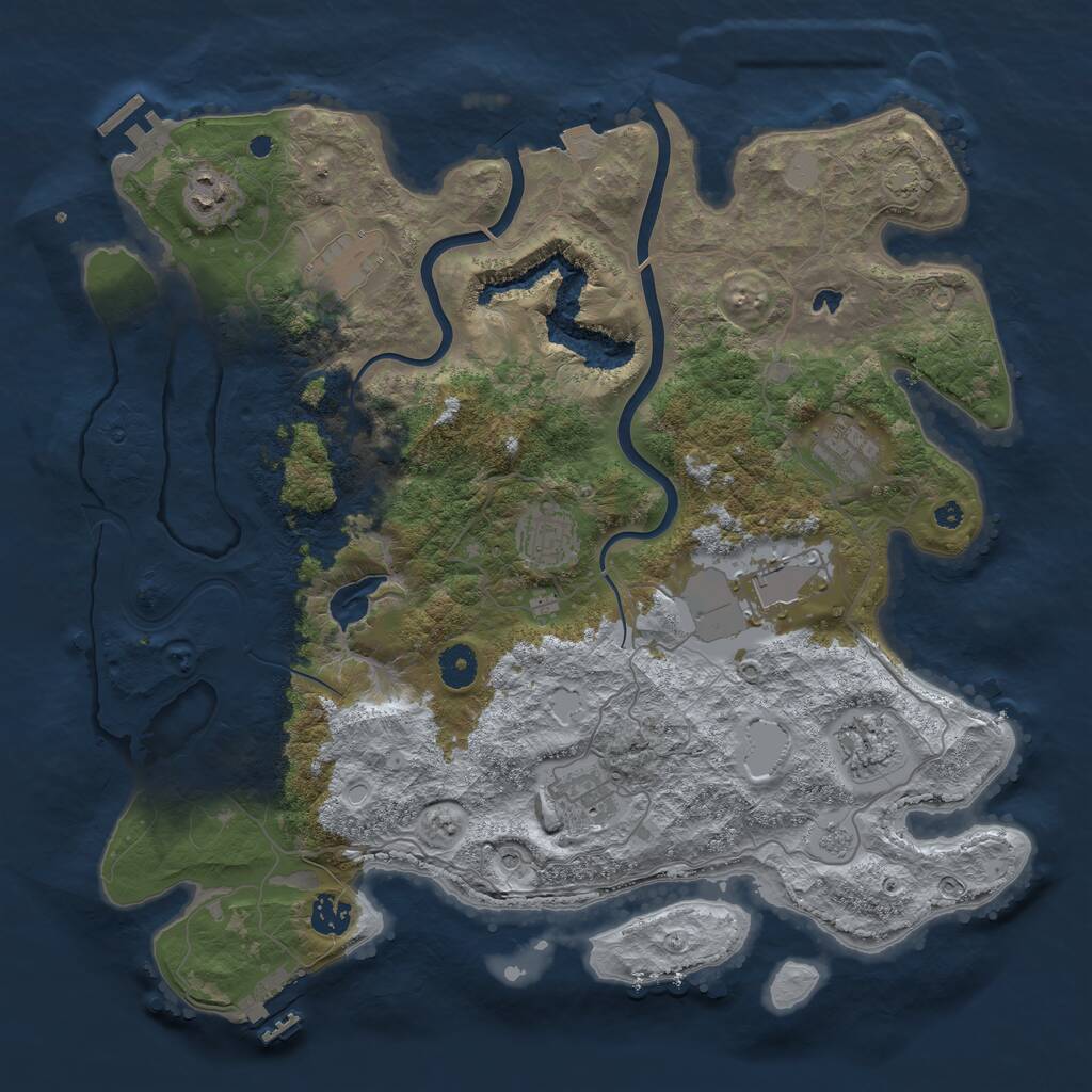 Rust Map: Procedural Map, Size: 4000, Seed: 1259512358, 14 Monuments