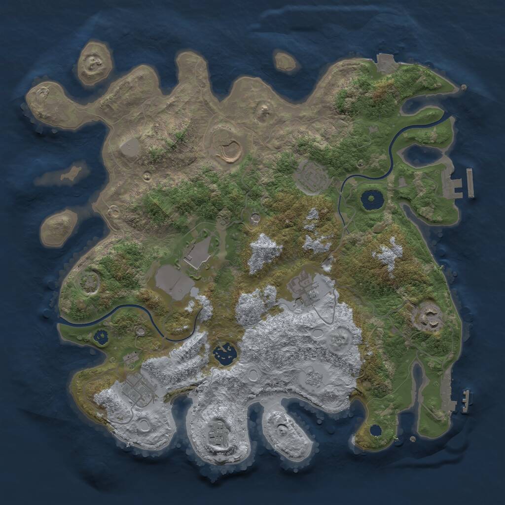 Rust Map: Procedural Map, Size: 3500, Seed: 45345, 14 Monuments