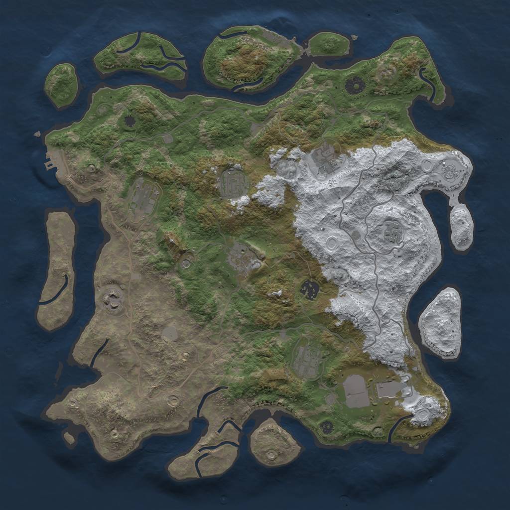 Rust Map: Procedural Map, Size: 4000, Seed: 1941941313, 18 Monuments
