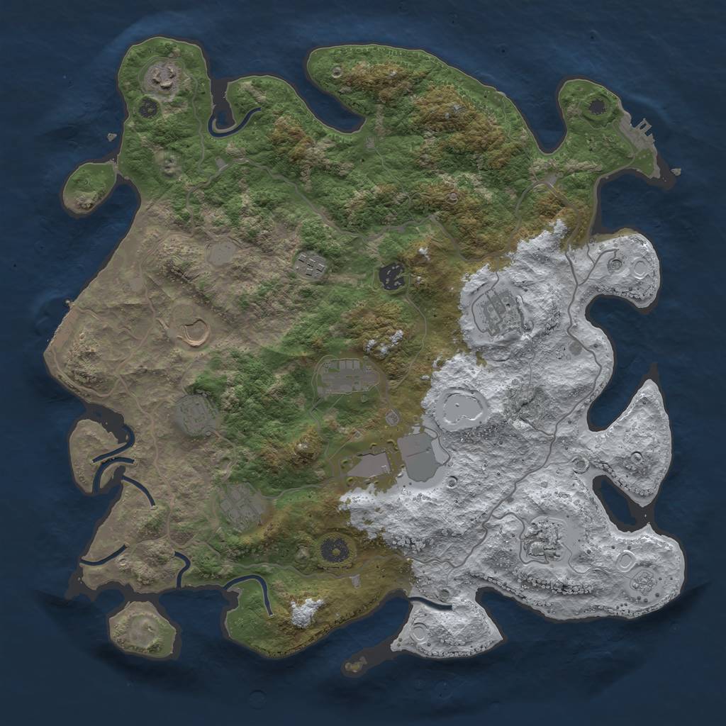 Rust Map: Procedural Map, Size: 4000, Seed: 368972, 19 Monuments